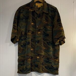 Yellow Rat Bastard NYC Camo Button Down Shirt XL Y2K Streetwear